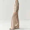 Pantalones de Cachemira para Mujer Bai Cai Rong Otoño/Invierno 2026, Tejido Casual con Caída, Cubre Cadera, Trenzado Lateral, Pantalones Anchos Casuales
