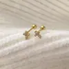 Brincos de Argola Cruzados em Prata 925 com Design Único Estilo Minimalista para Mulheres, Brincos de Estrela Simples de Luxo Leve de Alta Qualidade