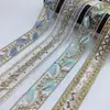 Fábrica direto lote 4.5CM pena bordado renda estilo nacional organza ouro bordado lantejoulas roupas decoração