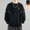 Moletom Masculino 2025 Outono Estilo Americano Solto Manga Longa Gola Redonda Pulôver de Lã Tendência Peso Pesado Versátil Jaqueta