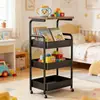 Estantería de múltiples niveles de pie Mesa auxiliar para sala de estar Estante de almacenamiento Mesa pequeña para dormitorio con cajón Mesa de café Estilo vintage Carrito pequeño