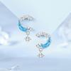 Collar Original de Plata de Ley 925 Estrella Luna Femenino Ins Estilo Coreano Diseño Colgante Caperucita Roja Mismo Estilo Estrella Perseguidora de Sueños Río de Estrellas Cadena para Clavícula