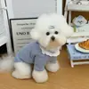 Sudadera Rayada de Encaje con Decoración Floral, Sudadera Cálida para Mascotas de Otoño e Invierno, Ropa Suave y Cómoda para el Hogar para Perros