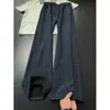 Pantalones casuales de pata recta sueltos con estampado completo de pata de gallo azul oscuro para hombre otoño cleanfit sensación de alta gama pantalones de caída
