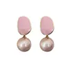Pingente Pérola Rosa Retrô Argola de Orelha Triângulo Não Perfurado Moda Feminina Popular Argola de Orelha Triângulo Não Perfurado Brincos Elegantes Franceses