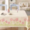 Mantel de Tulipa Estilo Ins, Impermeable y a Prueba de Aceite, No Requiere Lavado, Nuevo Mantel Rectangular Estilo Crema 2026 para Uso en el Hogar, Limpiable