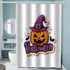 Cortina de ducha de calabaza de Halloween, cortina divisoria, impresión digital 3D, cortina de baño impermeable y a prueba de moho