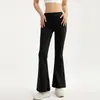 Calça Esportiva Casual Lulu de Veludo de Inverno para Yoga, Alonga as Pernas, Cintura Alta, Controle de Barriga, Veludo Fino, Perna Larga, Calça Flare de Yoga para Mulheres