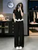 Conjunto Pequeno Estilo Chanel Único e Bonito para Mulheres, Conjunto de Duas Peças Casual Esportivo Elegante e Emagrecedor de Verão com Calça de Corte Reto