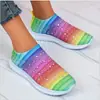 Comércio Exterior Transfronteiriço Tamanho Grande Primavera e Outono Nova Moda Lazer Strass Tecido Voador Estilo Esportivo Feminino Lazer Sapatos Femininos Pronta Entrega