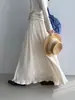 Esa Vibra Genial y Elegante es lo que Hace Tan Única a la Artística Falda Larga de Malla y Tejido Drapeado Color Albaricoque para Mujer 6197