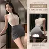 Conjunto de Uniforme para Encontro Quente e Sexy Feimu 6200 Renda Tela Lingerie Saia Bodycon