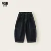 Ropa para niños Yingsibao otoño pantalones para niños jeans holgados para niñas pantalones largos casuales para niños mayores, pantalones curvos