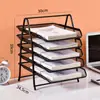 Prateleira de Armazenamento para Mesa Quarto Escritório Prateleira Multicamada Arte em Ferro para Escritório Porta-Arquivos Bandeja para Arquivos Cesta Multicamada Extraível