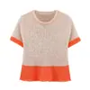 2025 Novo Verão Manga Curta Fino Ajustado Top Tricotado Francês Camiseta Curta