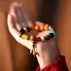 Pulsera de Dieciocho Semillas estilo Tiktok del Monte Putuo para Hombres, Rezos Portátiles para el Año de Nacimiento, Bodhi Estrella y Luna Buda