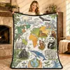 Manta con diseño de mapa de animales transfronterizo, hecha a medida, superventas en Amazon para niños y adultos, manta para pintar y garabatear a mano DIY