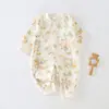 Enterizo de algodón puro Clase A para bebé, manga larga, estilo primavera y otoño, ropa para gatear de bebé, enterizo, pijama para casa, estampado de dibujos animados