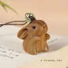 Palo de Rosa Sândalo Coelho da Frente Pingente de Celular Pingente de Chaveiro DIY Pingente de Pen Drive de Carro Joia Coelho do Zodíaco