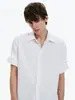 CSMYMaxDstr Mezcla de Lino y Algodón Nueva Llegada Old Money Camisa de Manga Enrollable Ajustada para Hombres y Mujeres Manga Corta