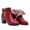Sapatos de Mãe para Mulheres no Outono e Inverno, Sapatos de Algodão Versáteis Forrados com Lã, Sapatos de Couro Femininos de Salto Médio, Botas Curtas de Salto Grosso, Sapatos para Mulheres de Meia-Idade e Idosas