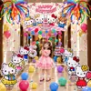 Decoración de Cumpleaños con Tablero KT de Hello Kitty, Set de Lluvia de Globos para Niños Bebés de 4 Años, Decoración de Escena de Fiesta de Gato KT de 5 Años