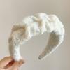 Klein Blue Knitted Wool Hair Hoop Feminino Outono e Inverno Top Cranial Alto Aba Larga Plissada Headband Lavagem de Rosto Apresentando Grampos de Cabelo Headwear