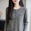 Cárdigan de punto estilo old money para primavera y otoño para mujer, cuello redondo simple, elegante y adelgazante, prenda exterior, top de lana fina