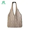 Bolso Nuevo de Lana Tejido a Mano Bolso Tote para Mujer Gran Capacidad Bolso Suave Multicolor Bolso de Playa de Moda Tendencia para Mujer