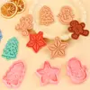 Série de Natal Formas de Biscoito Boneco de Neve Desenho Animado 3D Formas de Biscoito Estrela de Natal DIY Argila Simulação Biscoitos Impressos