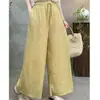 Pantalones Nuevos de Mujer para Verano, Casuales y Versátiles, Cintura Elástica, Pantalones Largos Adelgazantes, Bordado de Algodón, Elegantes Pantalones de Pierna Ancha