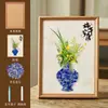 Fragmentos de Porcelana Azul y Blanca Ensamblados para Crear un Cuadro Pintura Marco, Kit de Materiales Hechos a Mano Estilo Chino DIY, Pintura Decorativa de Azulejo Mosaico Cerámico