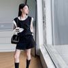 Conjunto de Verão para Meninas 2025 Nova Moda Estilo Coreano para Meninas Estilo Infantil Médio e Grande Combinação de Cores Conjunto de Shorts Sem Manga Tendência