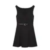 Atacado de Fabricantes de Roupas Femininas Transfronteiriças 2026 Aliexpress Venda Quente Moda Vestido Curto com Cinto