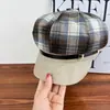 Novo Boina Octogonal para Mulheres, Estilo Japonês Versátil Afina o Rosto Aba Larga Boné de Jornaleiro, Chapéu de Pintor Artístico Retrô, Estilo Britânico