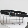 Cinturón de mujer decorativo con pedrería cuero genuino pura piel de vaca simple combinable moda Corea del Sur jeans cinturón ancho estilo ins