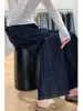 Calça jeans feminina solta e reta, estilo americano, retrô, azul escuro, cintura alta, slim fit, outono