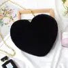 Bolso en forma de corazón, bolso de corazón de melocotón, bolso cruzado de cadena para mujer, bolso de hombro de felpa