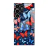 Adequado para Capa de Celular Samsung S26Ultra A90 Bandeira Borboleta S24 Vidro Temperado A16 Capa Protetora Preta A07