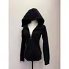 Jaqueta Moletom Feminina Slim Fit com Capuz para Outono, Ajuste na Cintura, Top Justo, Emagrecedora e Versátil, Pronta para Exportação