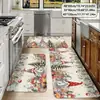 Felpudo de decoración navideña transfronterizo, alfombrilla de cocina de terciopelo de cristal, absorbente de agua y aceite, antimanchas, alfombra de fácil cuidado