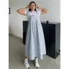 Nuevo Vestido de Tirantes Rayado Estilo Perezoso de Tallas Grandes de Amazon para Mujeres de Tallas Grandes, Holgado y Adelgazante, Vestido de Tirantes Casual de Longitud Media