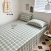 Sábana de Algodón Lavado de Color Sólido Pieza Única Algodón Puro 100% Algodón Juego de Sábana Individual para Dormitorio de Estudiante Funda de Almohada Sábana Juego de Tres Piezas