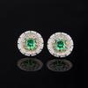 Brincos Quadrados Esmeralda Europeus e Americanos Retrô Elegantes Brincos Anel Abertura Pó de Coríndon Vermelho Diamante Conjunto Roland Mulheres