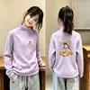 2026 Outono/Inverno Nova Camiseta de Manga Longa para Meninas Camada Base Lã Alemã Infantil Estilosa Quente Crianças Médias e Grandes Top Versátil