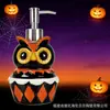 Frasco Dispenser de Cerâmica Coruja de Halloween Tipo Pressão de Aparência Elegante para Shampoo Gel de Banho Loção