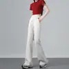 Pantalones acampanados grises para mujer, nuevos pantalones deportivos casuales de cintura alta para primavera-verano, pantalones de campana holgados estilo americano para estilizar