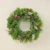 Decoração de Natal Nova Transfronteiriça Guirlanda de Natal Círculo de Rattan Frutas Vermelhas Pinha Guirlanda Mista de Rattan Pingente de Porta