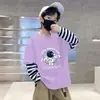 G2094# camiseta de manga larga para niños, imitación de dos piezas, otoño, algodón, camiseta interior, nueva, primavera y otoño, niños, camiseta para niños, tendencia