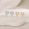 Aretes de circonia en forma de corazón, dulces y lindos, un regalo para tu novia, únicos y exquisitos, pequeños y llenos de diamantes, aretes en forma de corazón